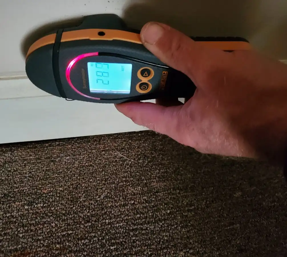 Moisture detection at baseboard during Sewage Cleanup & Sanitation in Suwanee